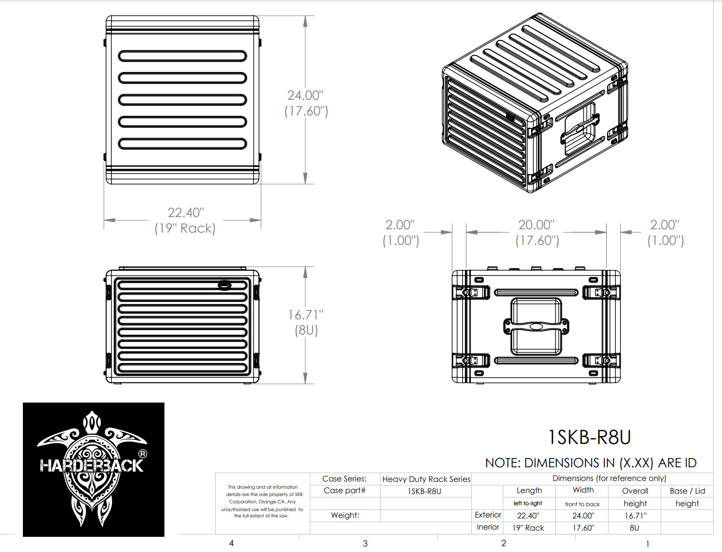 1SKB-R8U Harderback® 8U rSeries Rack